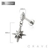 STARBURST DANGLE BEZEL CZ TOP THREADLESS (PUSH IN) IMPLANT GRADE TITANIUM LABRET SET